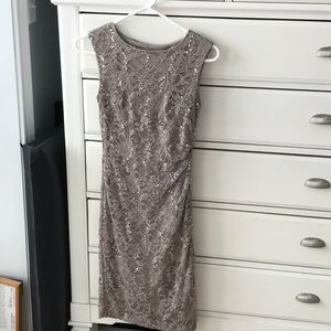 Gold/tan petite formal dress.